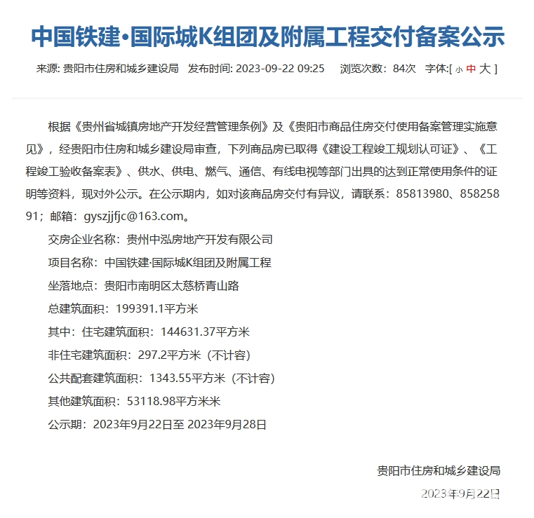 中国铁建国际城K组团及附属工程通过交付审核